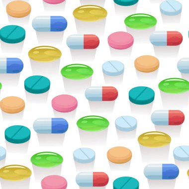 Renkli parlak haplar ve kapsüllerle kusursuz desen.