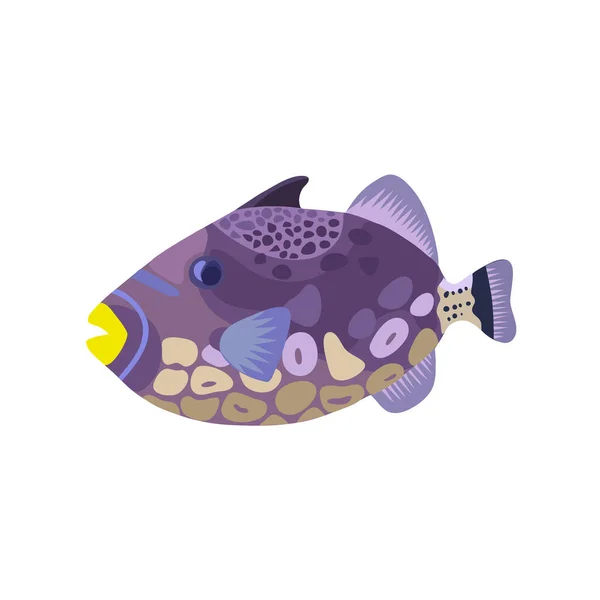 Desenhos animados ilustrações de peixes gatilho palhaço isolado no fundo branco. — Vetor de Stock