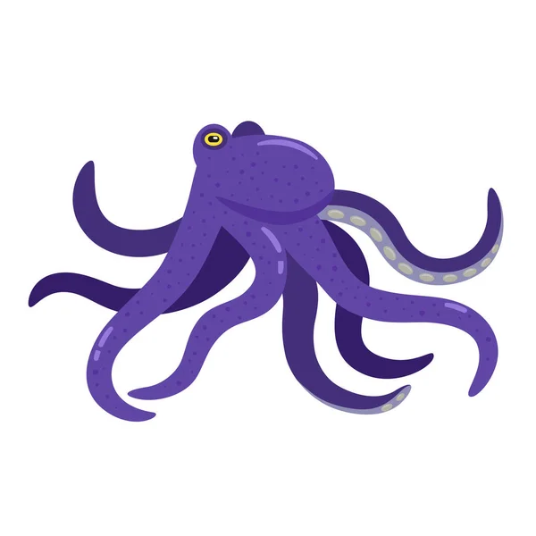Leuke eenvoudige minimalistische vector cartoon paars octopus geïsoleerd op witte achtergrond — Stockvector