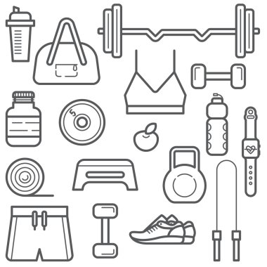 Fitness Ekipmanları Icon set 