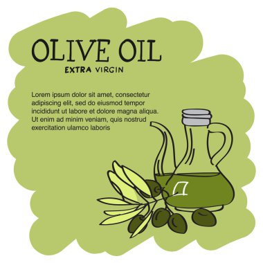 Zeytinyağı şişesi el çizilmiş kroki 