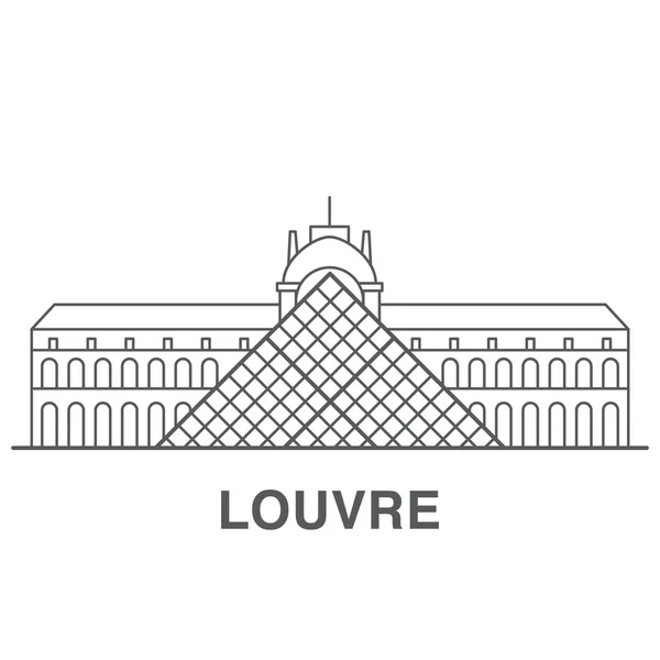 Louvre museum outline illustrations — Stock Vector