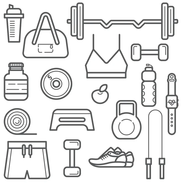 Набор иконок для фитнеса — стоковый вектор