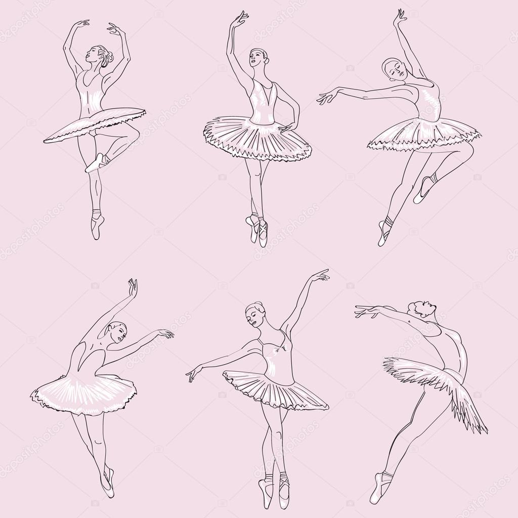 of sketches young ballerinas standing in a pose. Stock Vector Image by ©Julija_grozyan #106088152