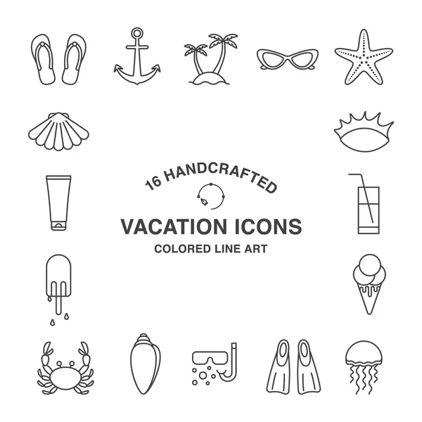 Conjunto de iconos de vacaciones hechos a mano . — Archivo Imágenes Vectoriales