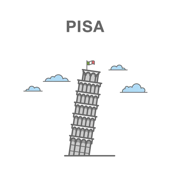Pisa Torre inclinada en Italia . — Archivo Imágenes Vectoriales