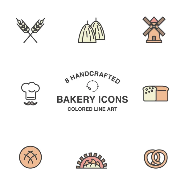 Conjunto de ícones de padaria . — Vetor de Stock