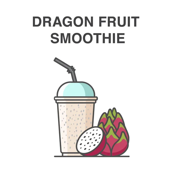 Batido de fruta de dragón en una ilustración de vector de taza . — Vector de stock