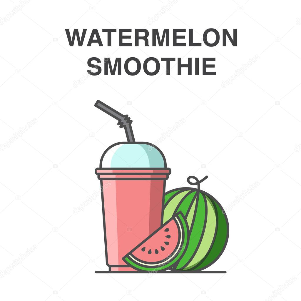 Download Watermelon Smoothie In A Cup Vector Illustration Vector Image By C Julija Grozyan Vector Stock 107162792