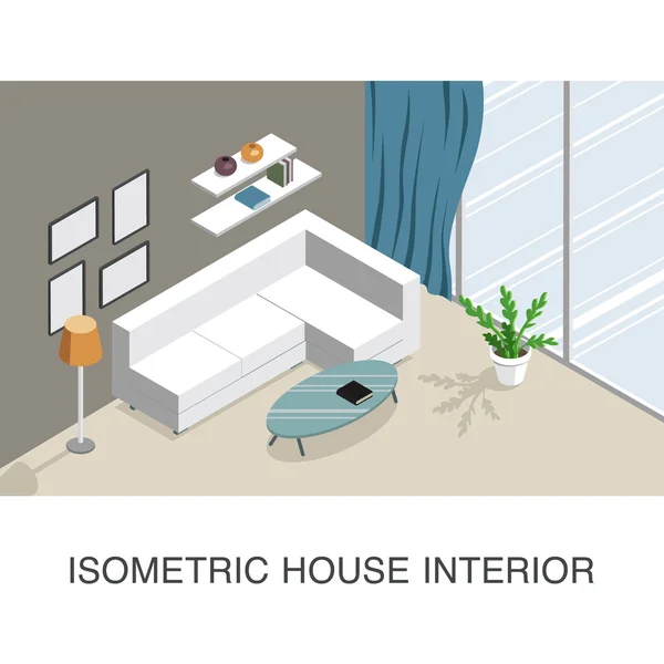 Isometrisches Wohnzimmer. — Stockvektor