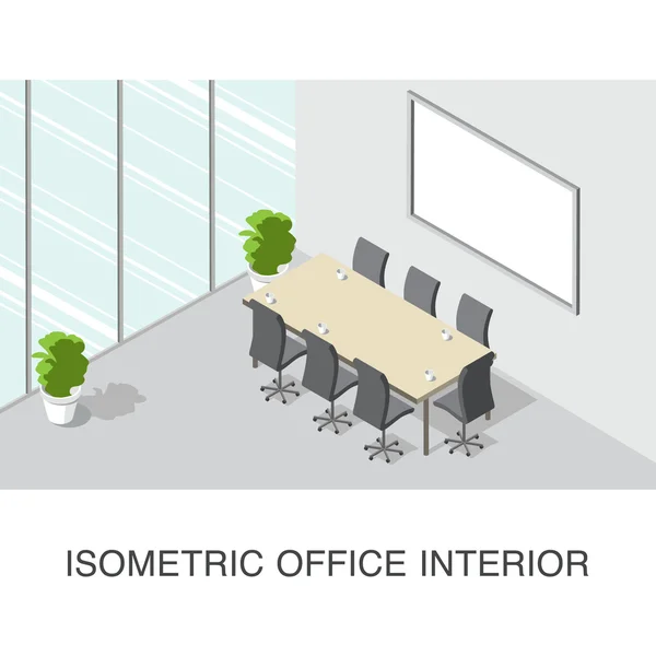 Conceptul interior de birou izometric — Vector de stoc