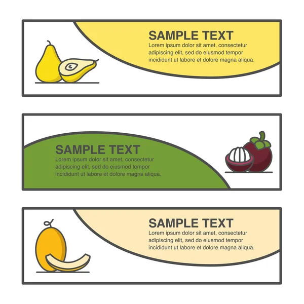 梨、 山竹和瓜水果标签设计 — 图库矢量图片