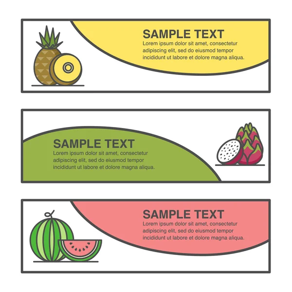 水果的标签设计菠萝、 火龙果、 西瓜 — 图库矢量图片
