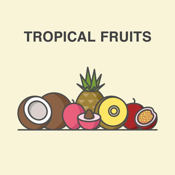 Ilustración de frutas tropicales 1 — Archivo Imágenes Vectoriales