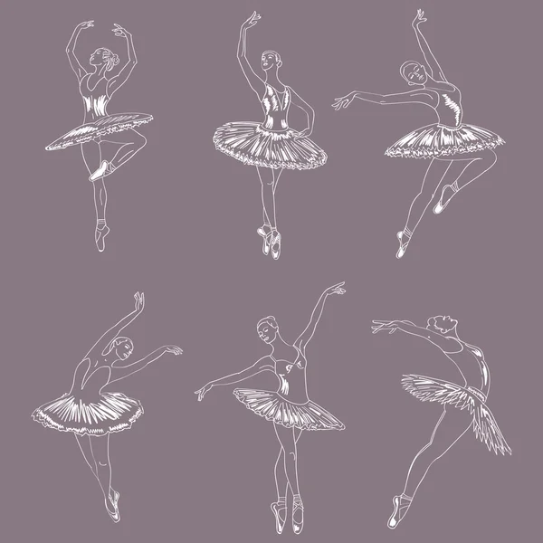 Ballerina's op paarse collectie. — Stockvector