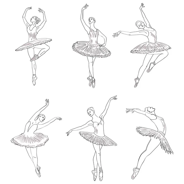 Bailarinas en la colección blanca . — Vector de stock