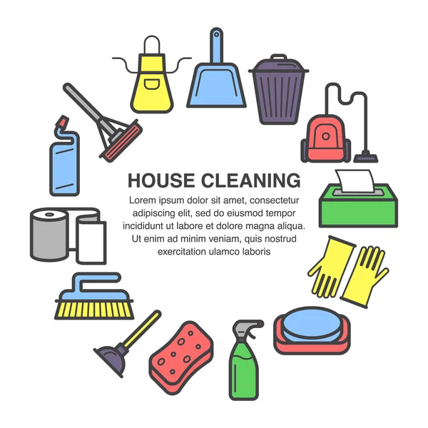 House cleaning circle composition made in flat style. — Stock Vector