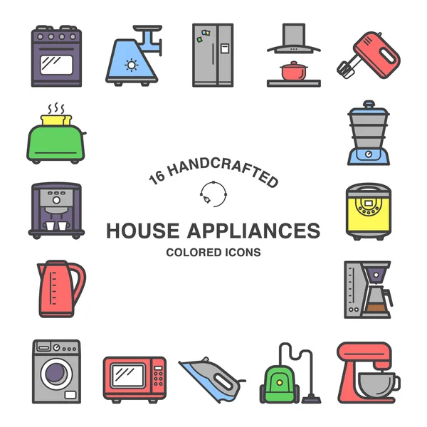 Ícones de eletrodomésticos feitos em estilo plano . — Vetor de Stock