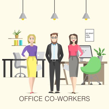 Office ortak çalışanlar illüstrasyon çizgi film karakterleri ile.