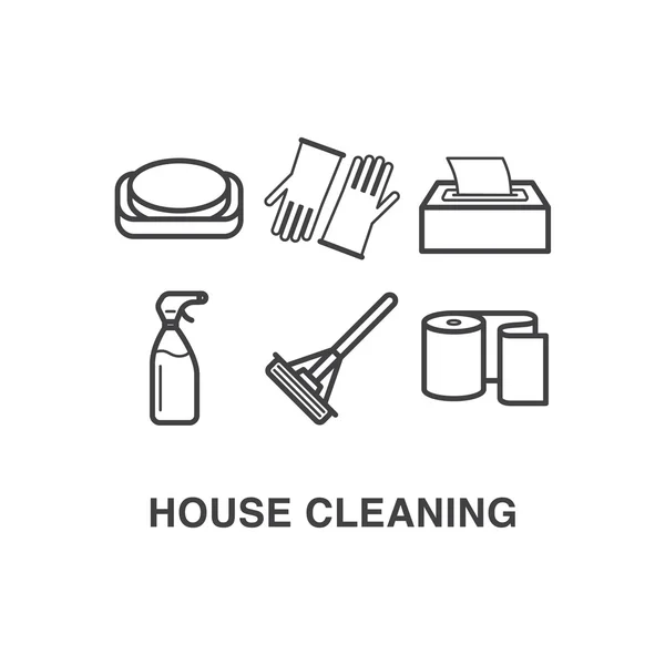 Ícones de limpeza da casa conjunto 1 —  Vetores de Stock