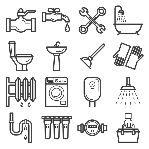 Plumbing service icons set — Stock Vector