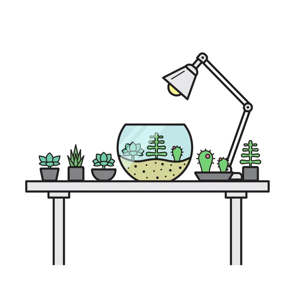 Jardin à domicile sur une table — Image vectorielle