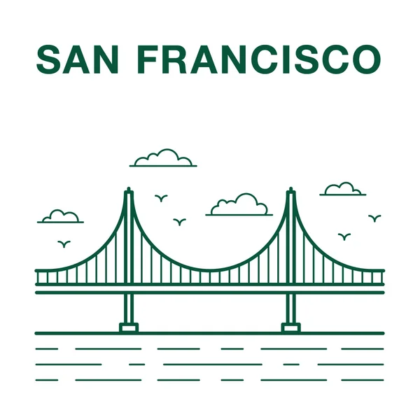 Golden Gate-bron Line Art Illustration — Stock vektor