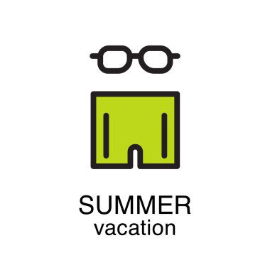 Adamın şort ve güneş gözlüğü simgeler.