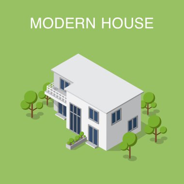 Modern ev izometrik çizimde