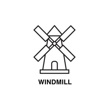 Line art flat design of windmill.  clipart