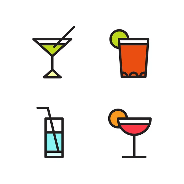 Cocktail Glasses Icon Set — Stock Vector