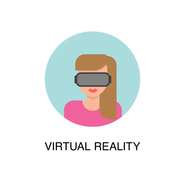 Mujer bonita pelo rubio en gafas de realidad virtual . — Vector de stock
