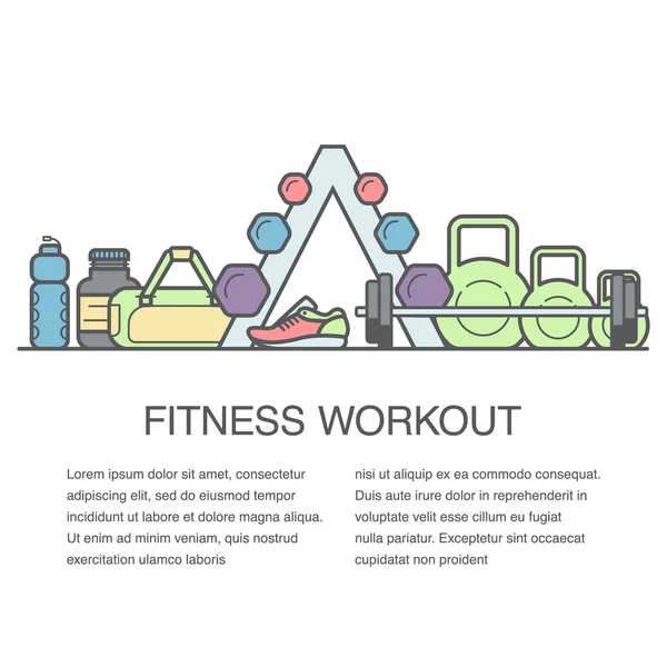 Illustrazione di allenamento fitness con spazio copiato.Elementi di design vettoriale per pubblicità o banner fitness . — Vettoriale Stock