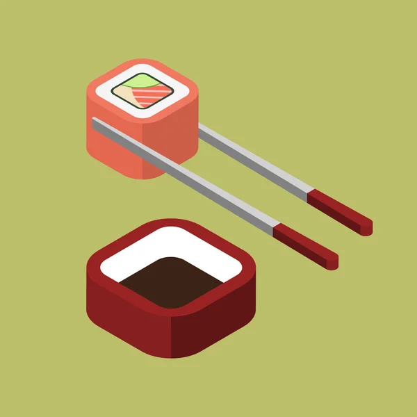 Illustrazione isometrica del rotolo di sushi . — Vettoriale Stock