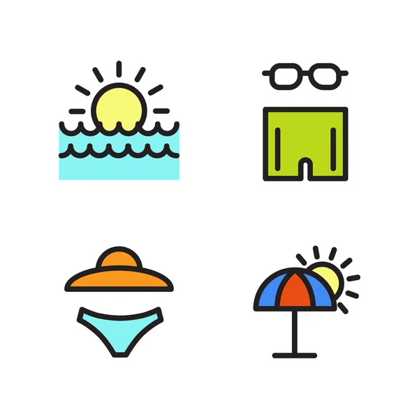 Beach vacation Icons set — Stock Vector