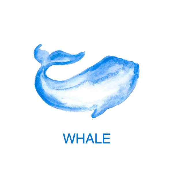 Ilustración acuarela de ballena. — Vector de stock