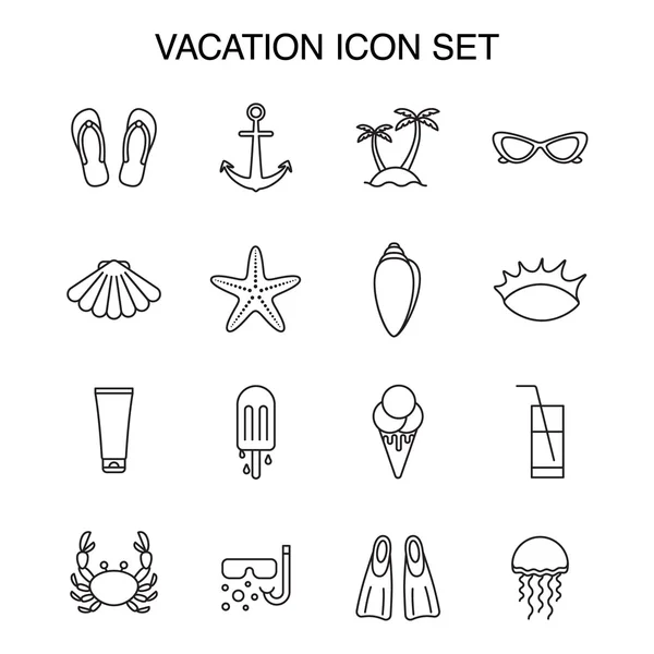 Conjunto de 16 iconos de vacaciones y verano — Archivo Imágenes Vectoriales