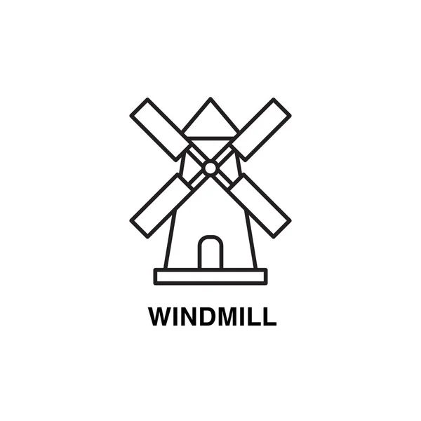 Linie Kunst flache Gestaltung der Windmühle. — Stockvektor