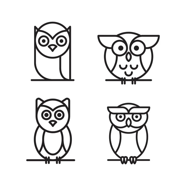 Set of vector owls — Stock Vector