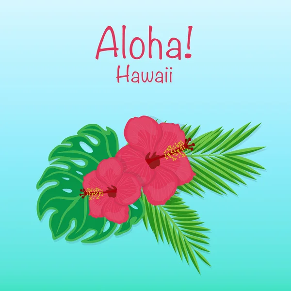 Fond hawaïen avec des fleurs tropicales — Image vectorielle