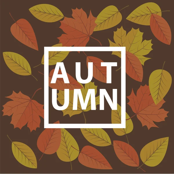 Outono fundo marrom com folhas — Vetor de Stock