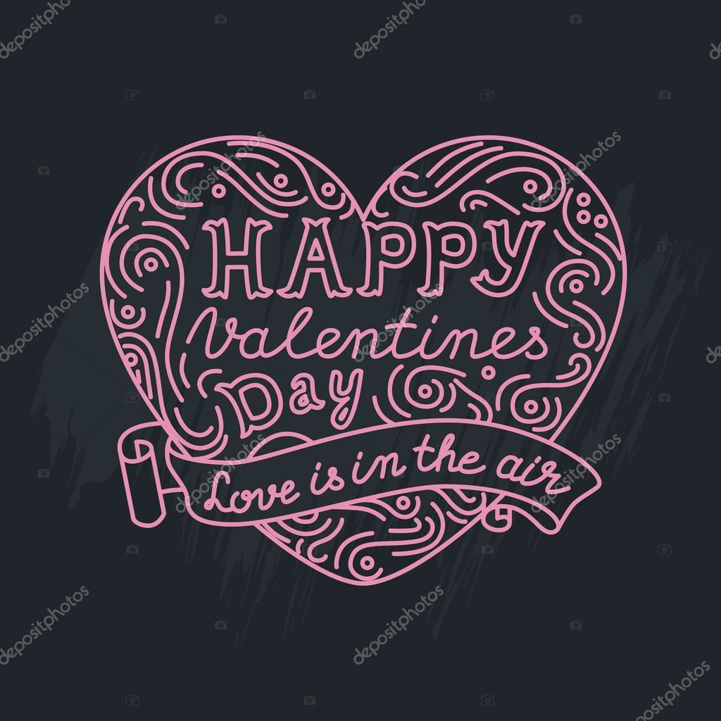 Cuore di fioritura di disegnato a mano in colore rosa con la calligrafia di bordo di gesso moderno ¨ grande per le carte di San Valentino o semplicemente