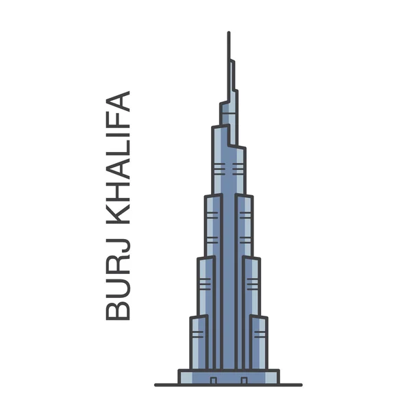 Färgade illustration av Burj Khalifa — Stock vektor