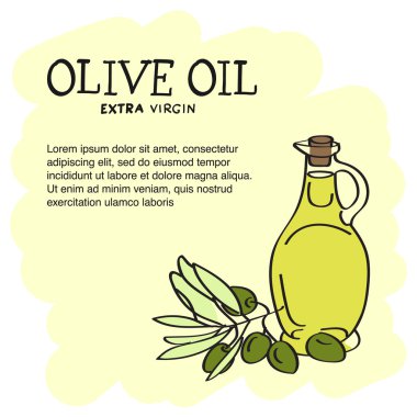 Elle çizilmiş zeytinyağı şişesi