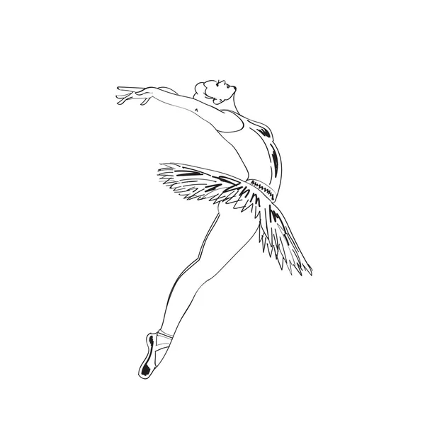 Jonge ballerina schets. — Stockvector