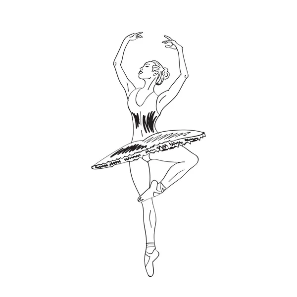Tanzender Ballerina-Sketch. — Stockvektor