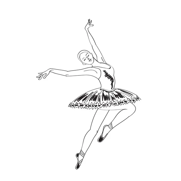 Jumping ballerina sketch. — Stock Vector