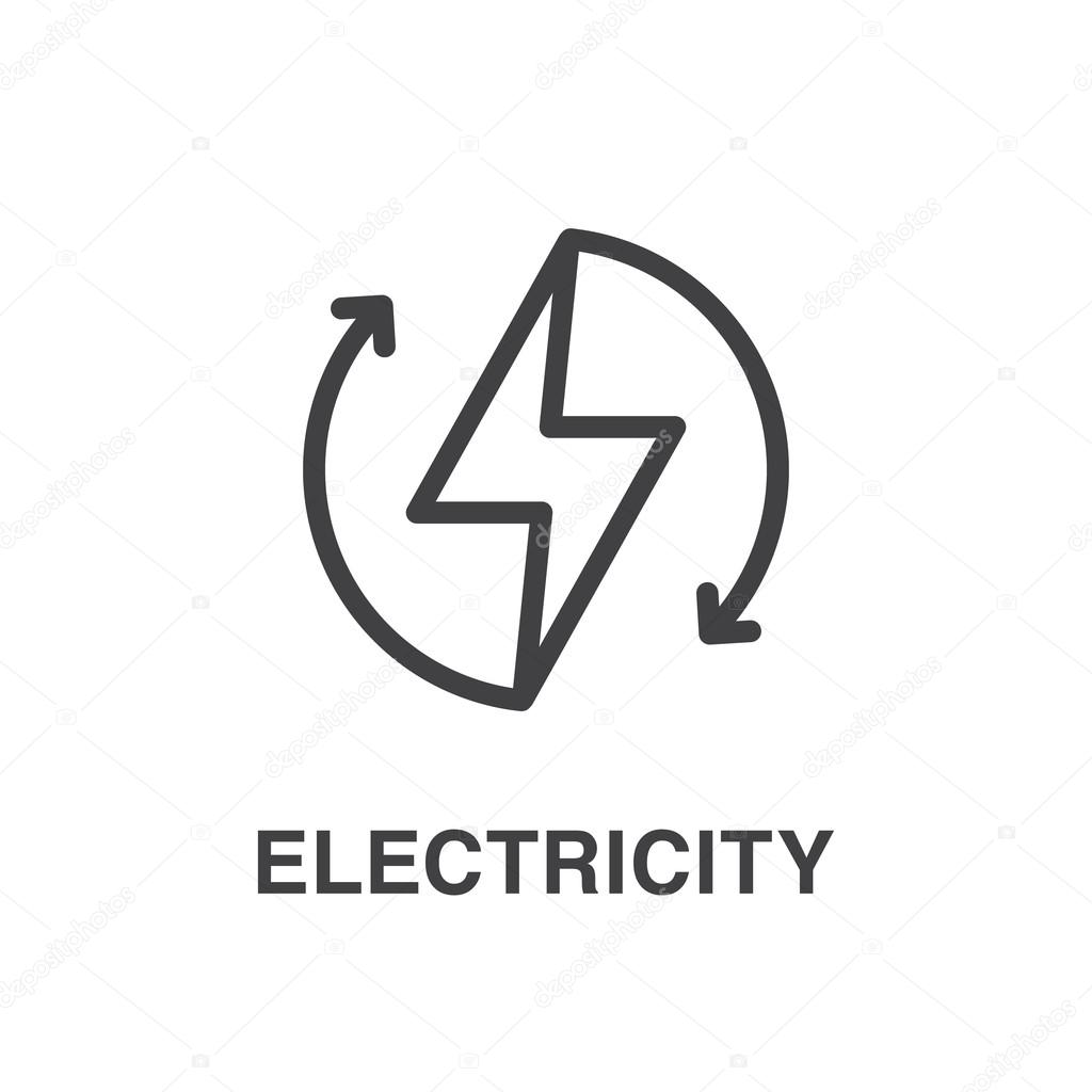 Vector lightning line art icon. Electricity icon.