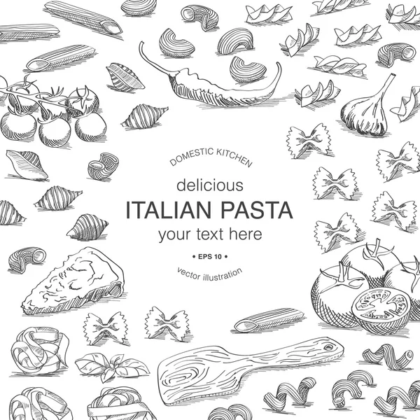 Pasta italiana su sfondo bianco — Vettoriale Stock