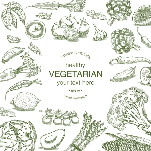 Dibujo vintage de fondo vegetal — Vector de stock